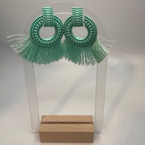 Tasseled boho style pierced dangle earrings